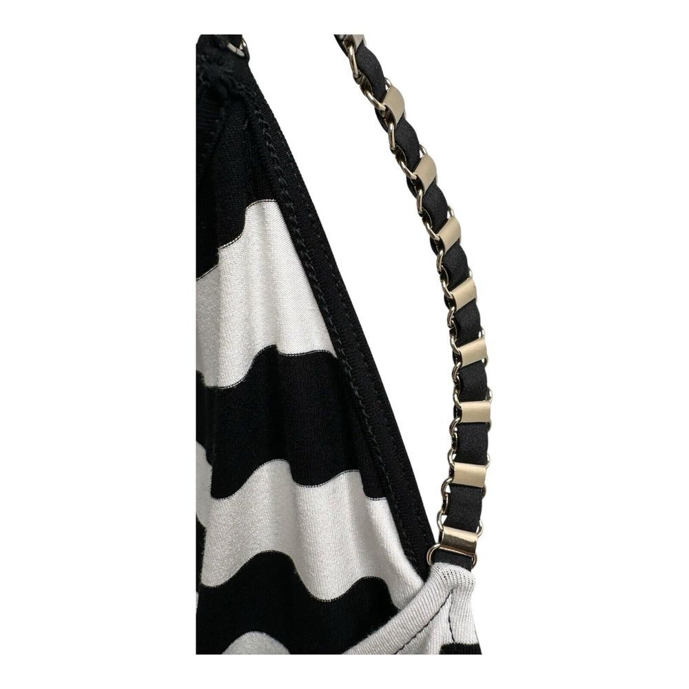 Black and white horizontal striped loose-fitting asymmetrical hem shirt dress XL - Picture 10 of 12